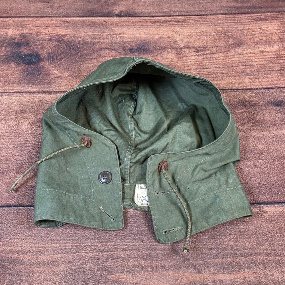 US Military M-1943 Field Jacket Hood Mens OS Olive Drab Good Vintage WWII M43